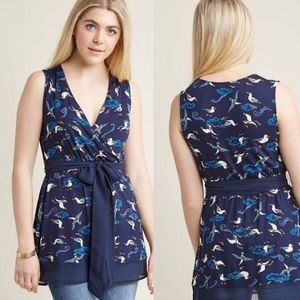 ModCloth Outgoing Guidance Bird Faux Wrap Top
